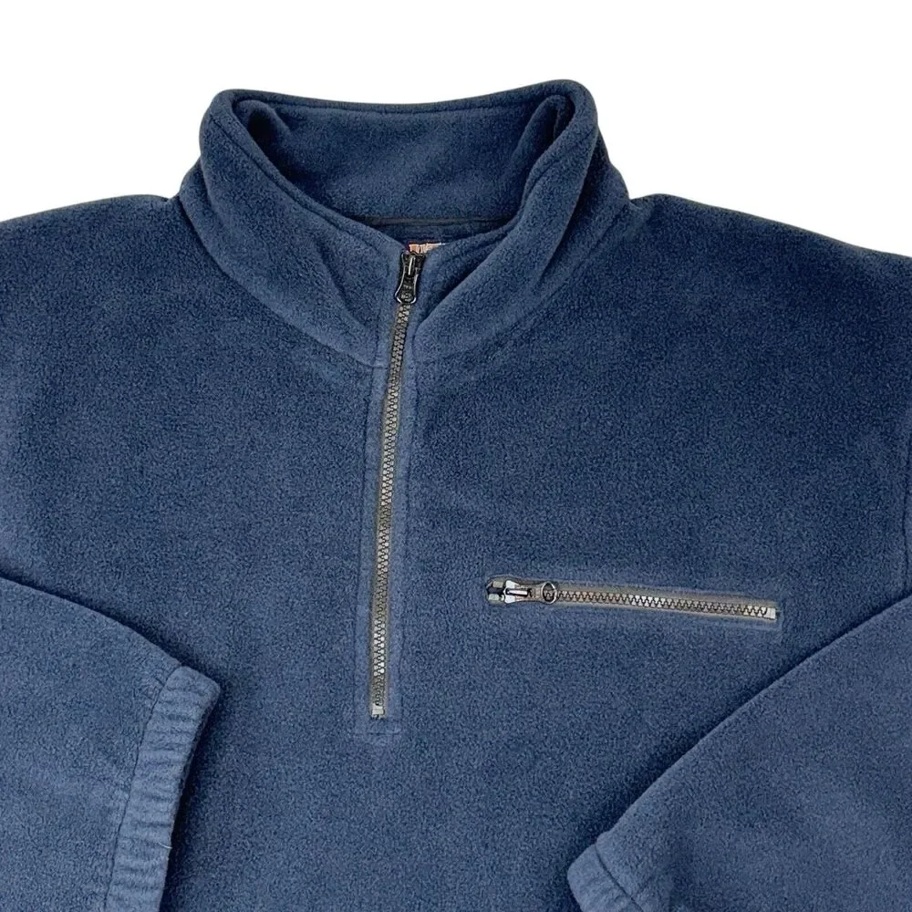 DULUTH TRADING Co.‎ Sz XL Fleece Jacket Pullover 1/4 Zip Navy Blue Pockets Thick